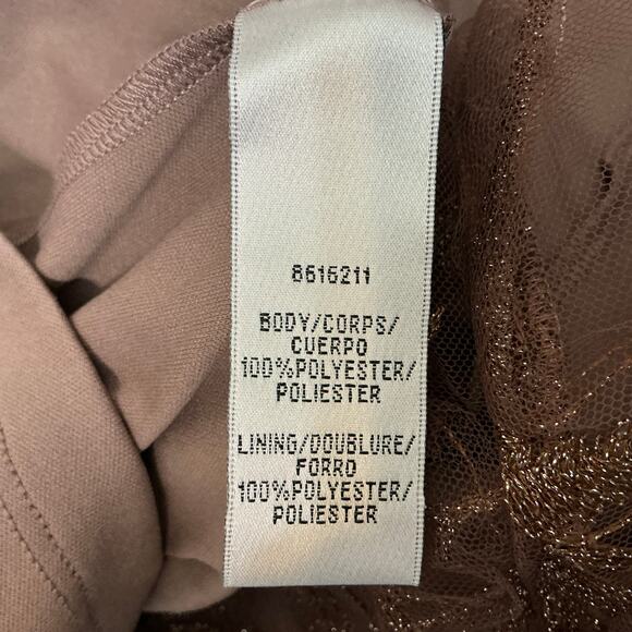 JS Collections Glitter Lace Tulle Midi Sheath Cocktail Dress Mink Brown Size 10 - Picture 11 of 13